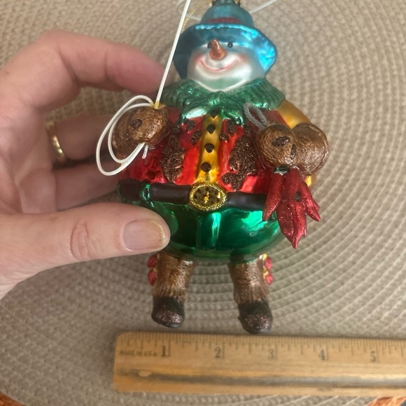 Vintage Hand Blown Snowman Cowboy With Lasso Christmas Ornament - Picture 8 of 8